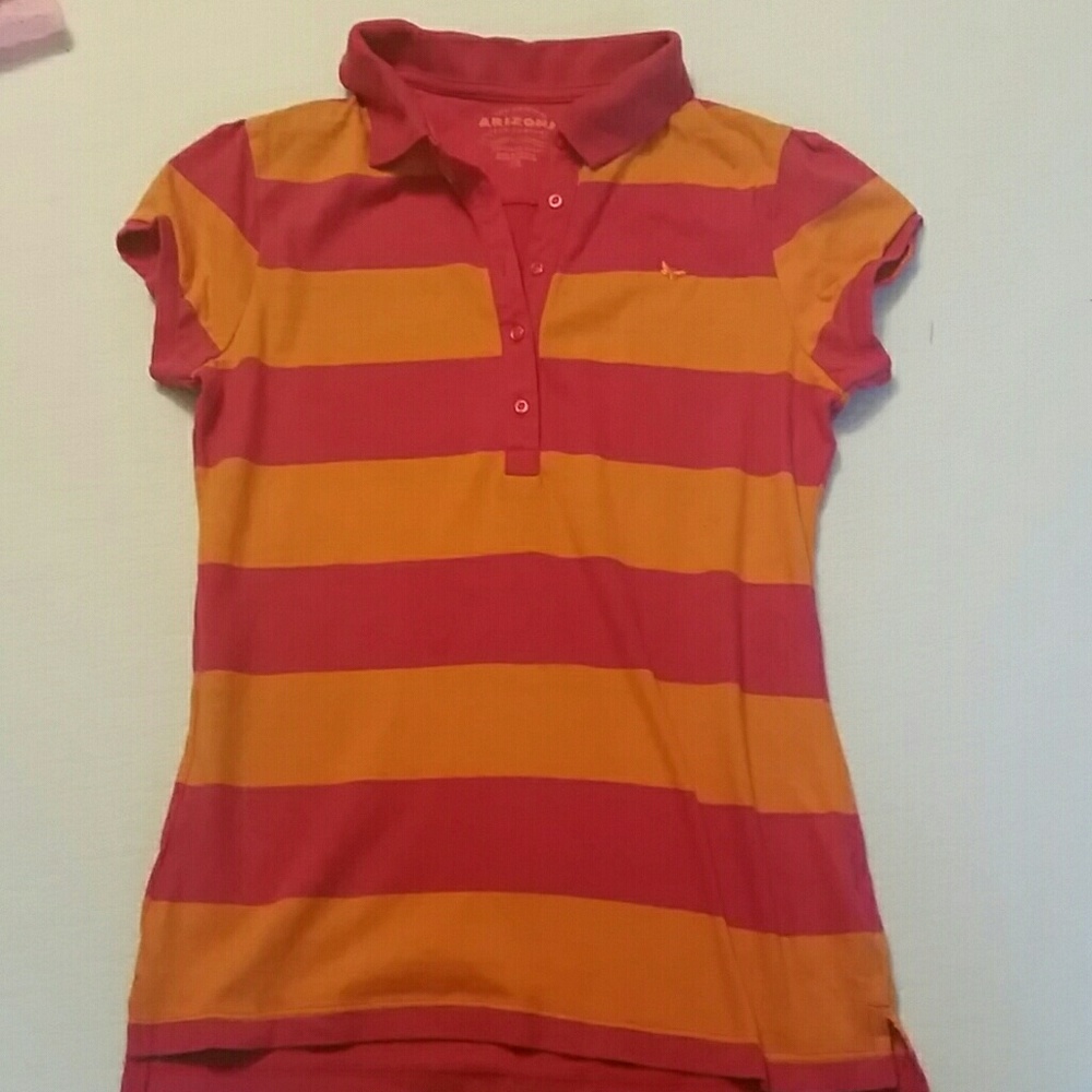 Pink and orange striped polo